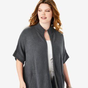 Soft Luxe Zip-Front Cardigan - Charcoal